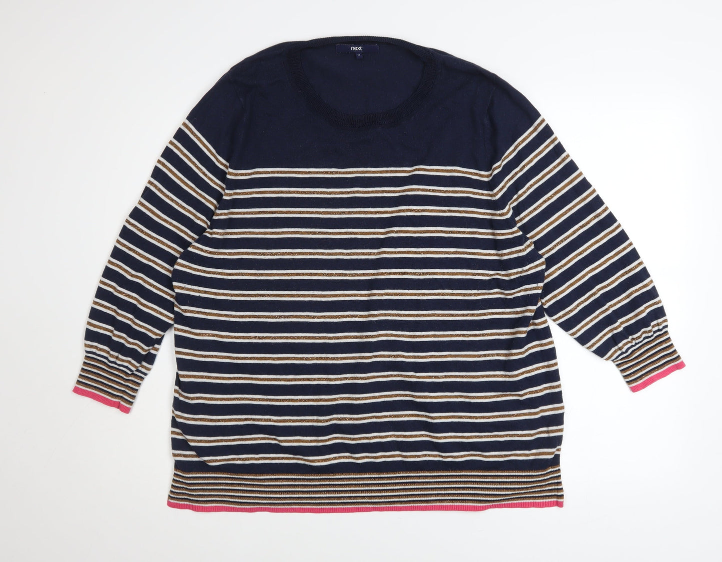 Next Women’s Blue Striped Pullover Jumper Size 22 Cotton Blend