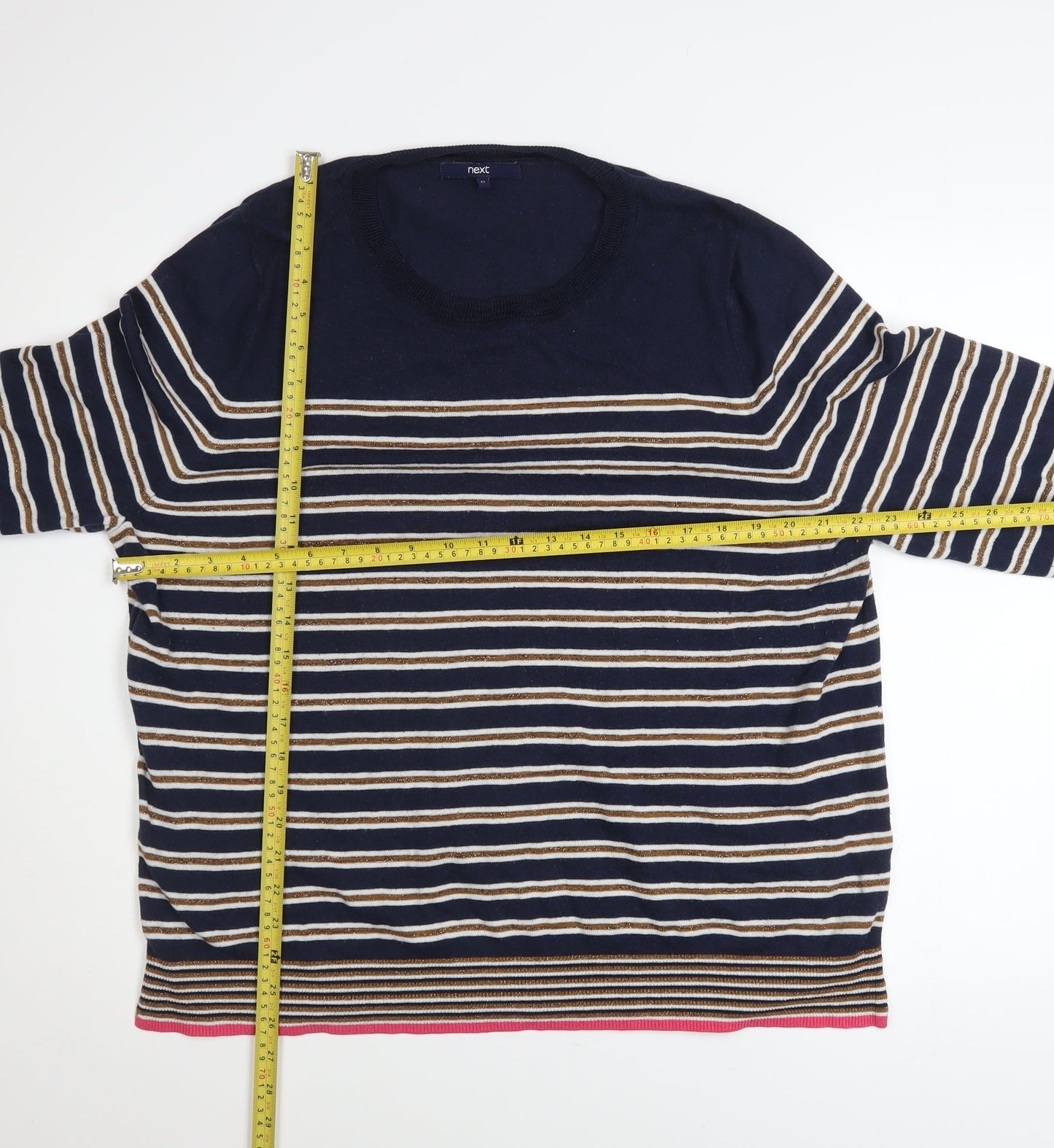 Next Women’s Blue Striped Pullover Jumper Size 22 Cotton Blend
