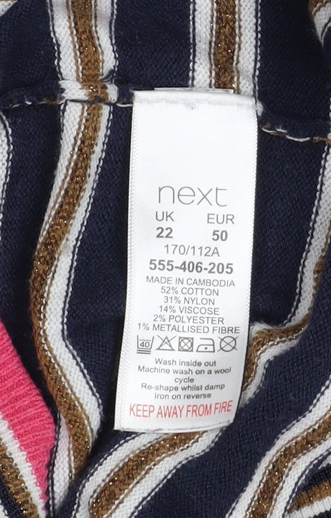 Next Women’s Blue Striped Pullover Jumper Size 22 Cotton Blend