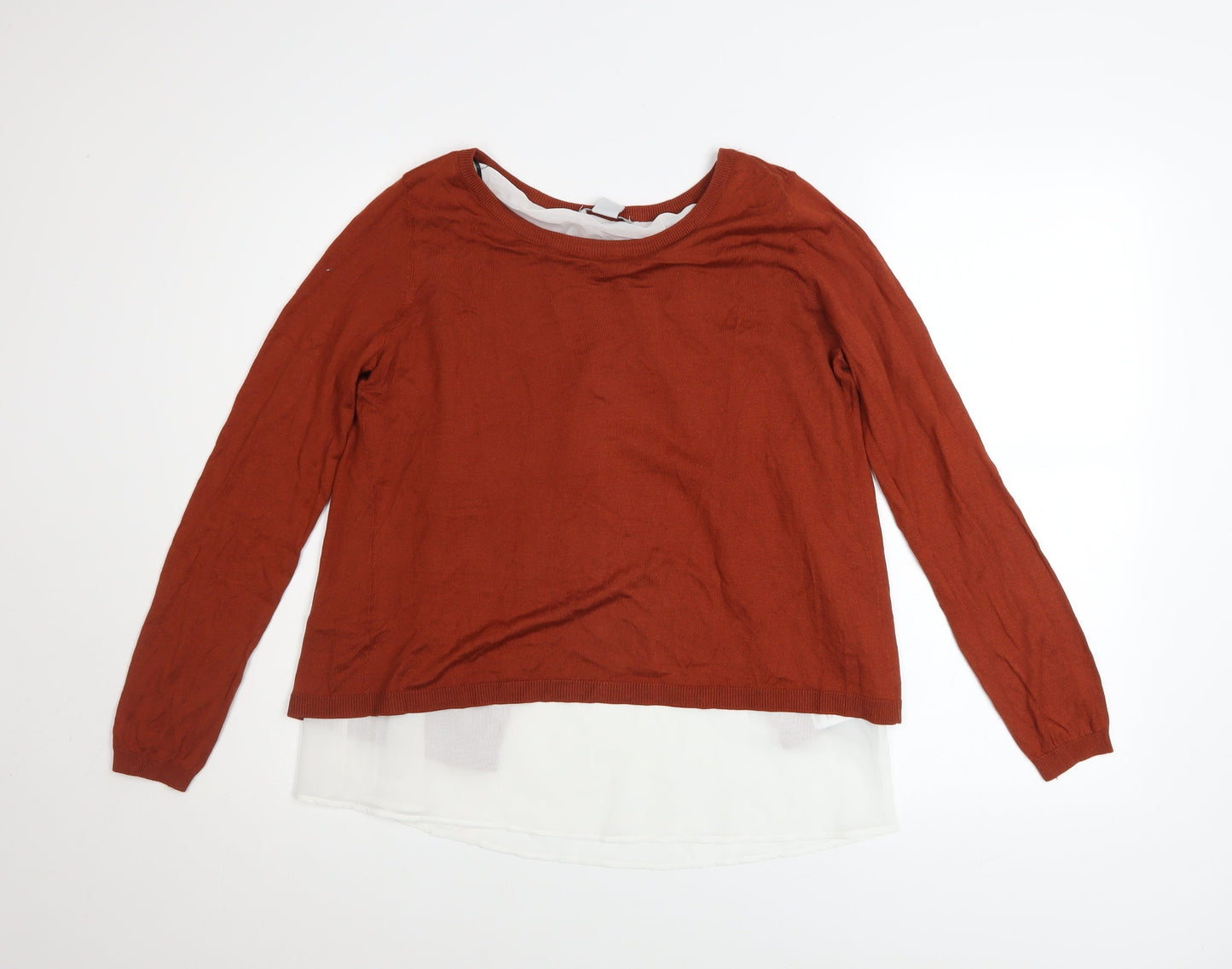 H&M Women’s Brown Knit Layered Pullover Jumper Size S
