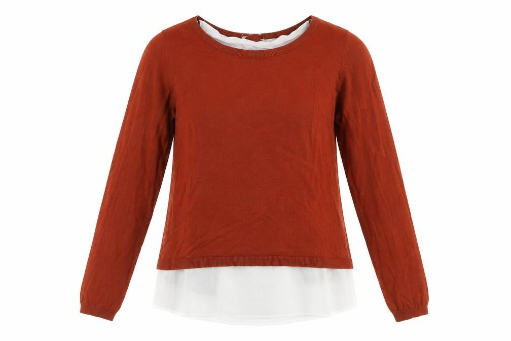 H&M Women’s Brown Knit Layered Pullover Jumper Size S