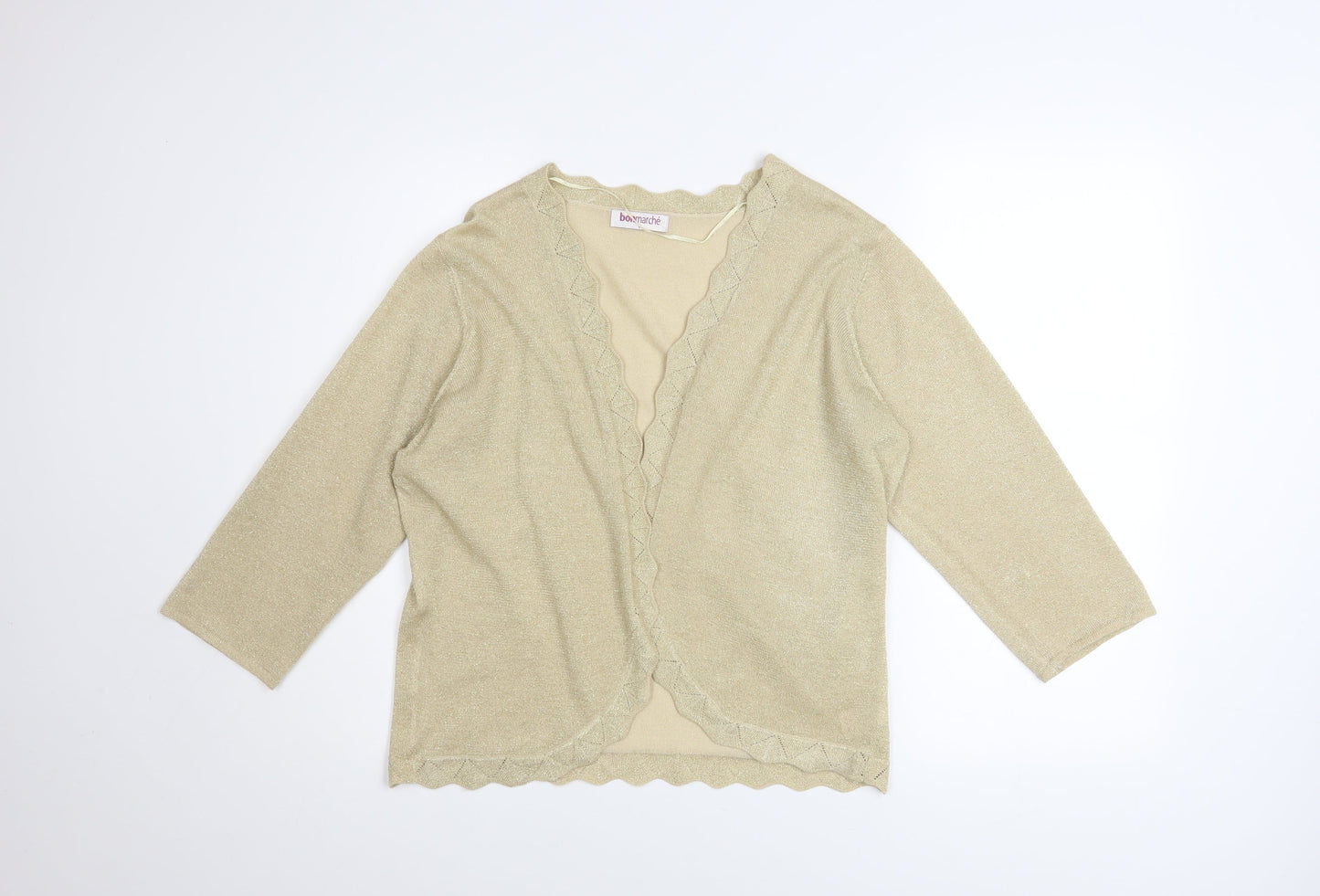 Bonmarché Women’s Beige 3/4 Sleeve V-Neck Cardigan Size L