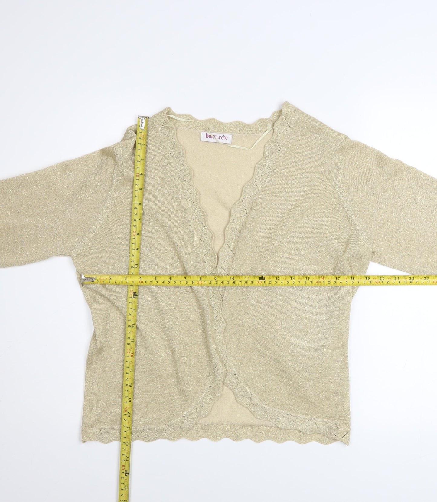 Bonmarché Women’s Beige 3/4 Sleeve V-Neck Cardigan Size L