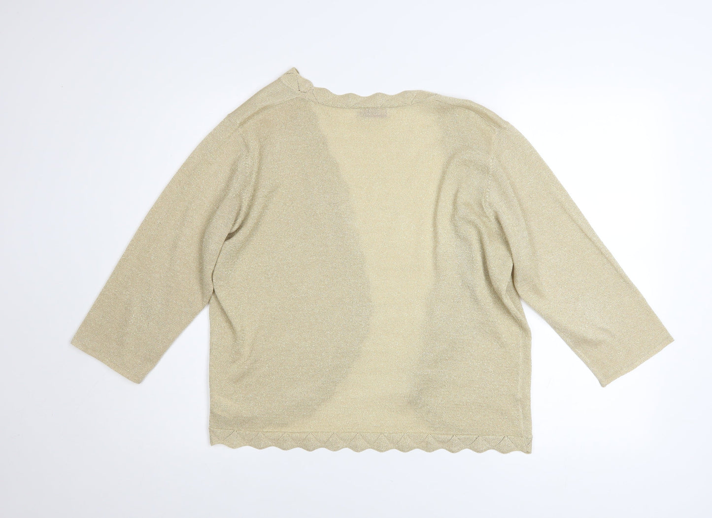 Bonmarché Women’s Beige 3/4 Sleeve V-Neck Cardigan Size L