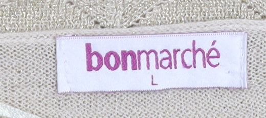 Bonmarché Women’s Beige 3/4 Sleeve V-Neck Cardigan Size L