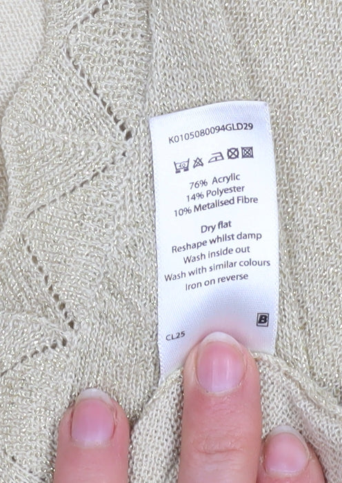 Bonmarché Women’s Beige 3/4 Sleeve V-Neck Cardigan Size L