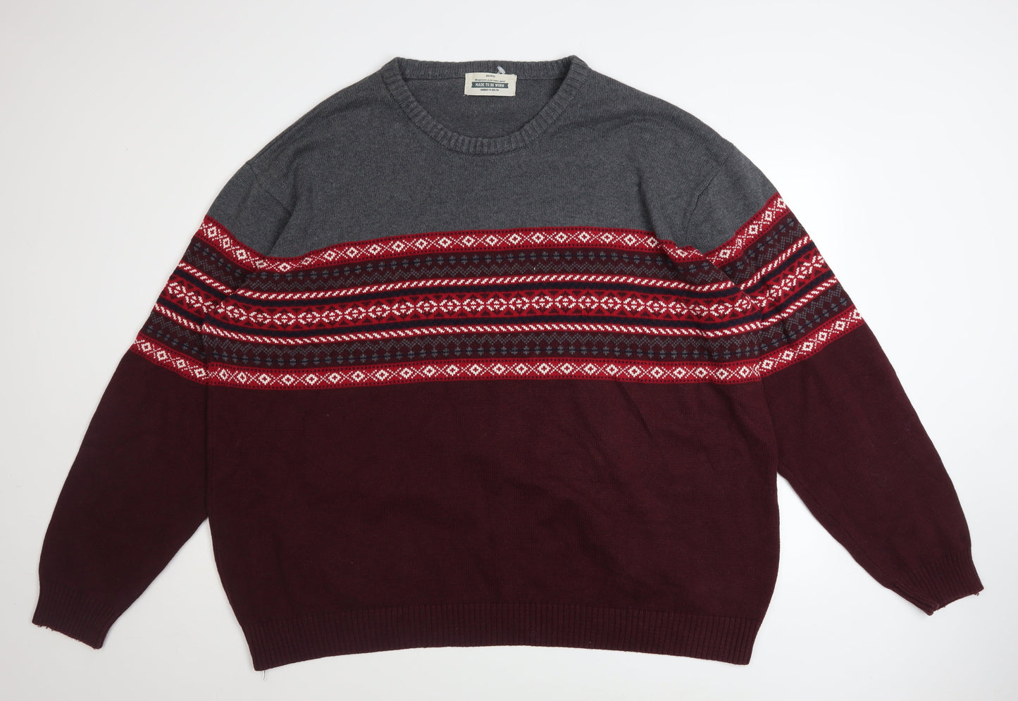 Jacamo Men’s Multicoloured 3XL Fair Isle Cotton Jumper
