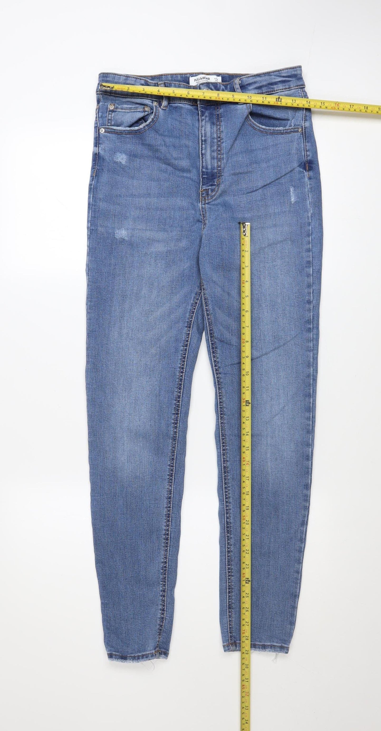 Pull&Bear Women Blue Size 10 Skinny High Rise Stretch Jeans