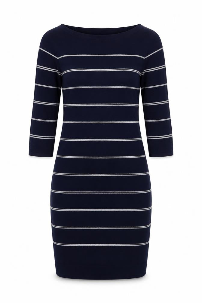 Precis Petite Women's Blue Striped Knit Sheath Dress Size 10