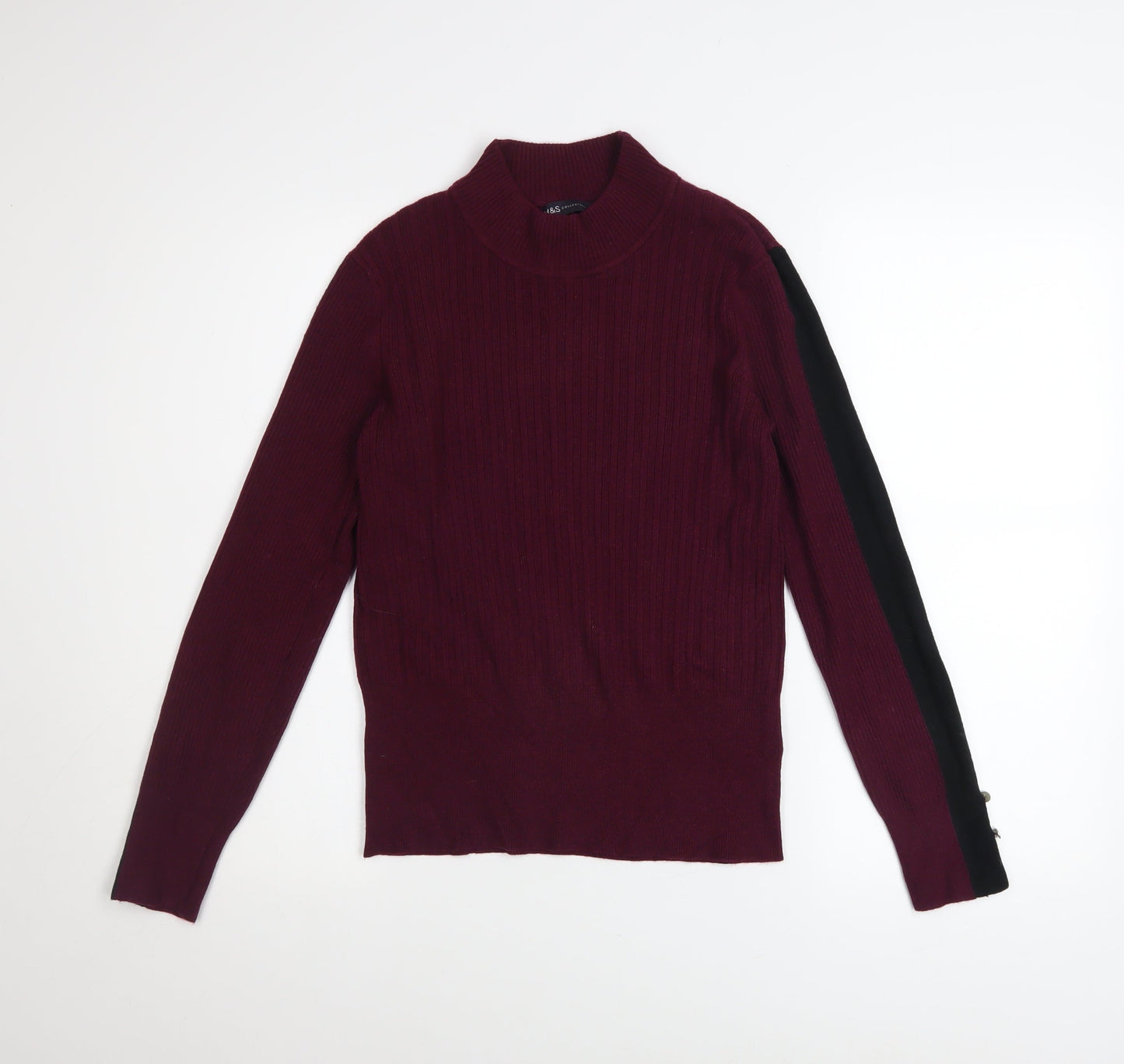Marks and Spencer Women's Purple Mock Neck Knit Jumper Size 12