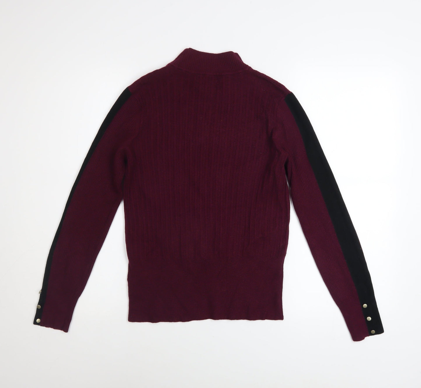 Marks and Spencer Women's Purple Mock Neck Knit Jumper Size 12