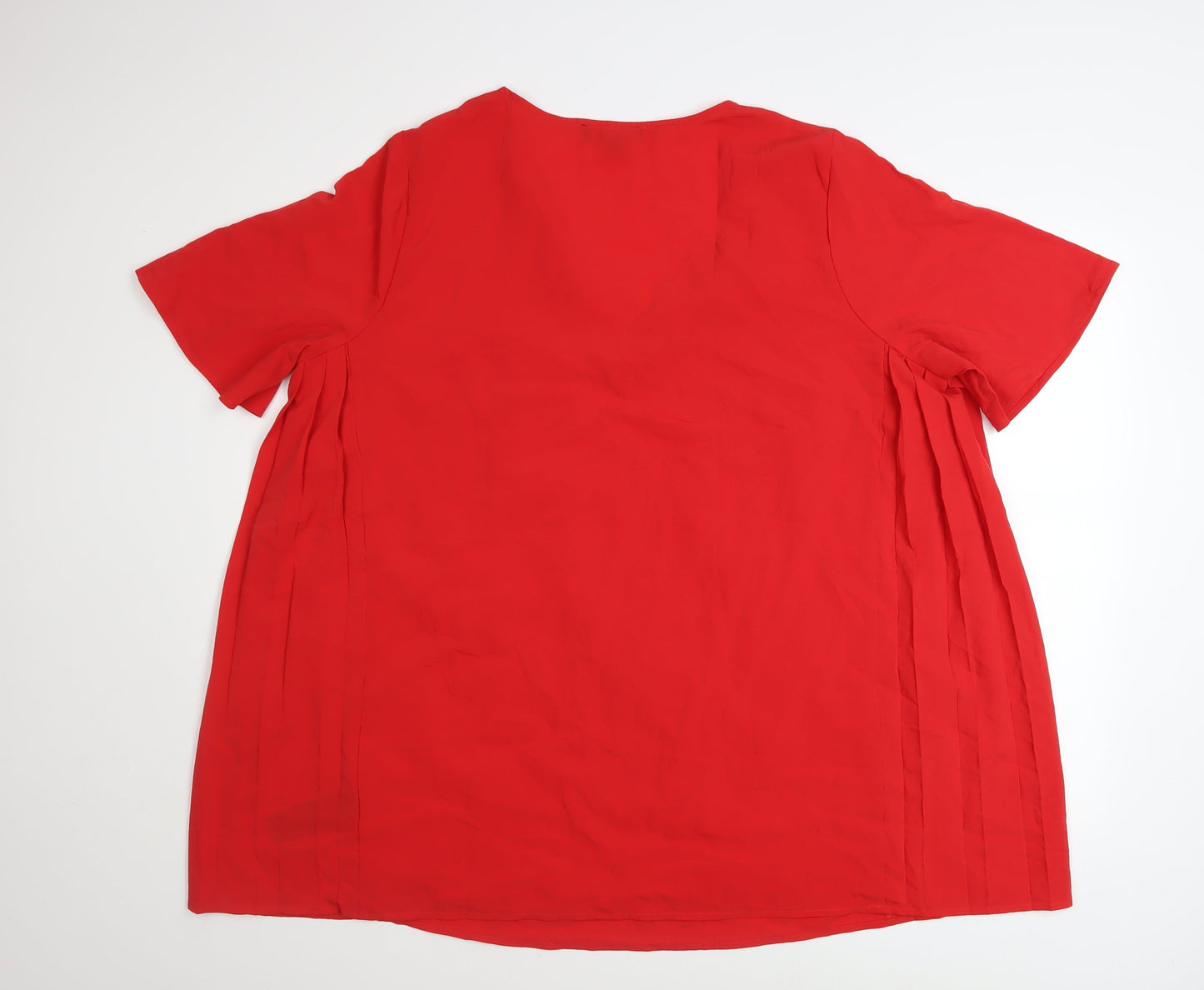Capsule Women’s Red V-Neck Short Sleeve Polyester Tunic Blouse Size 20