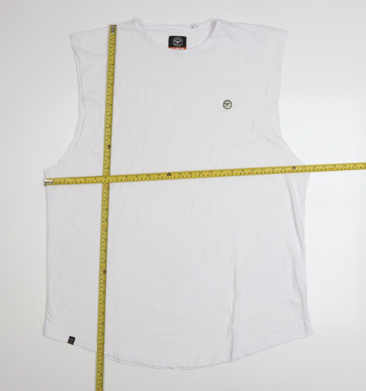 Le Breve Men’s White 3XL Sleeveless Crew Neck Casual Top