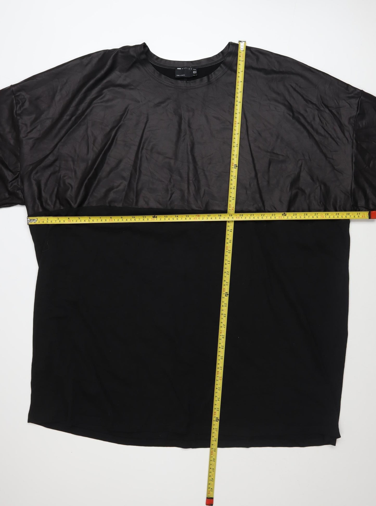 ASOS DESIGN Women Black Plus Size 20 Relaxed Colourblock T-Shirt