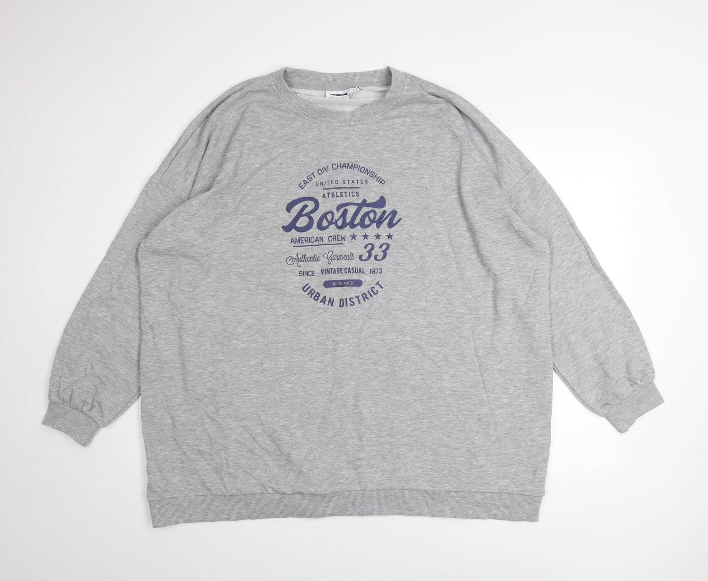 Noisy May Women's Grey Oversized Boston Print Sweatshirt Size 18