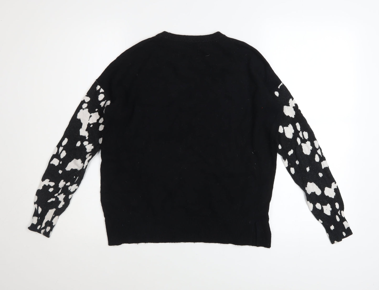 Mint Velvet Women's Black & White Animal Print Wool Pullover Jumper Size 8