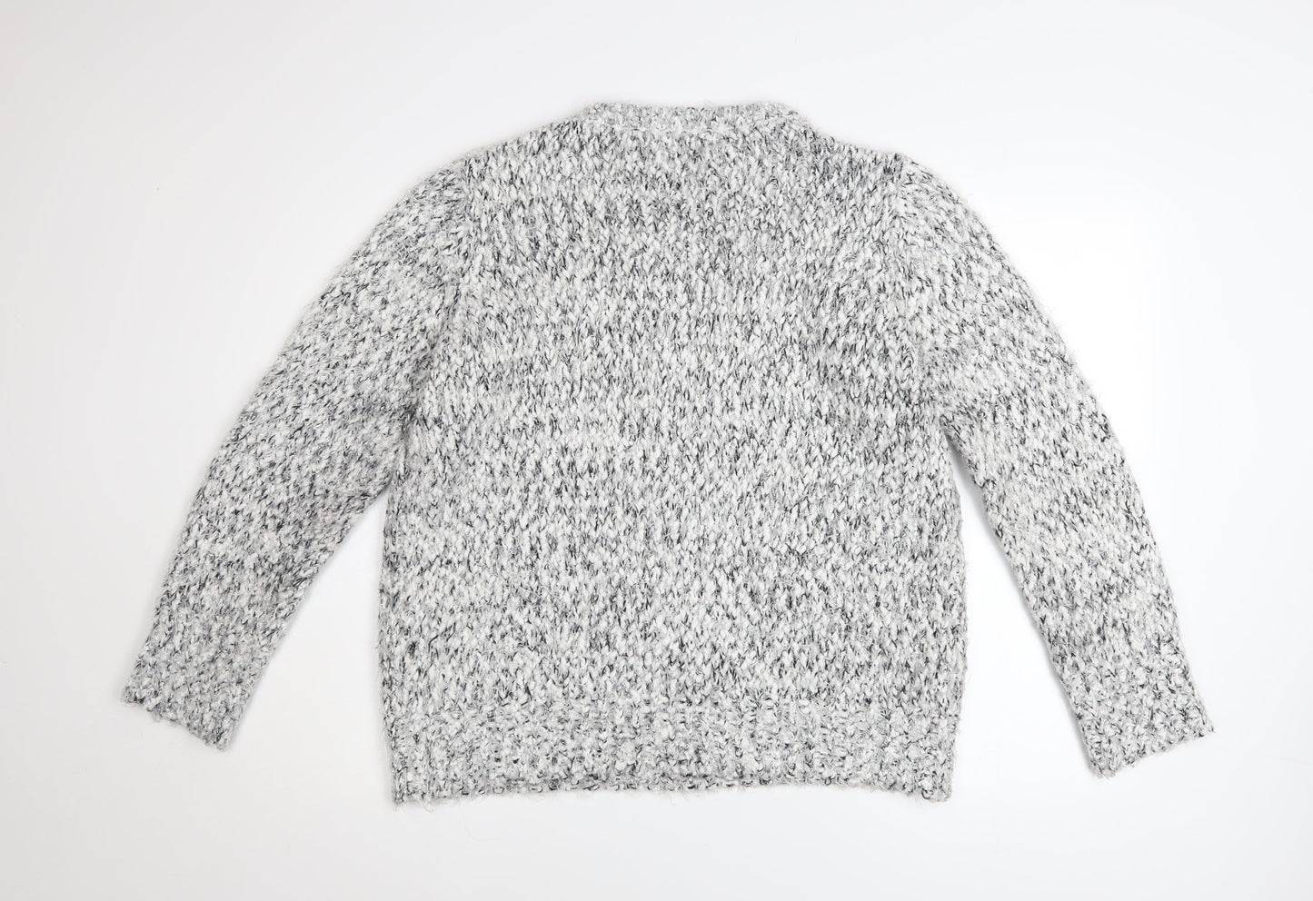 Isle Womens Grey L Chunky Knit Pullover Jumper Long Sleeve