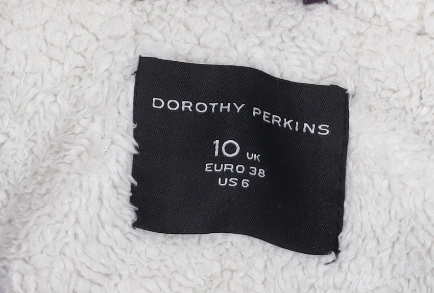 Dorothy Perkins Women’s Purple Faux Fur Hooded Parka Coat Size 10