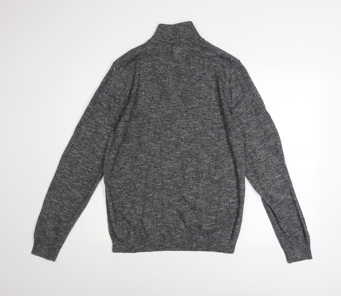 Next Men’s Grey Cotton Blend 1/2 Zip High Neck Jumper Size M