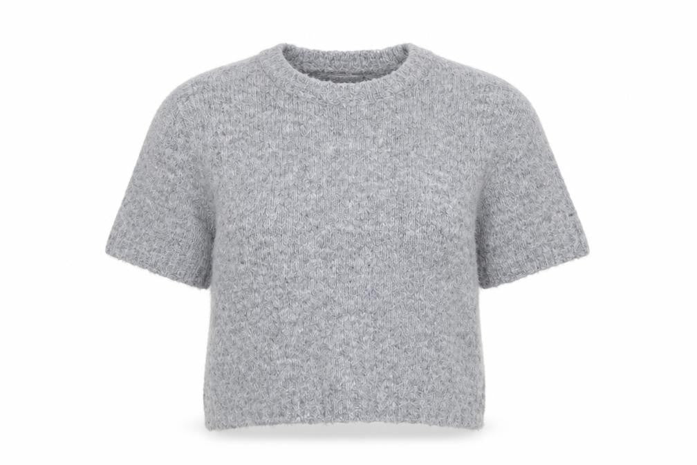 Next Women Grey Short Sleeve Knitted Jumper S Classic Wool Blend