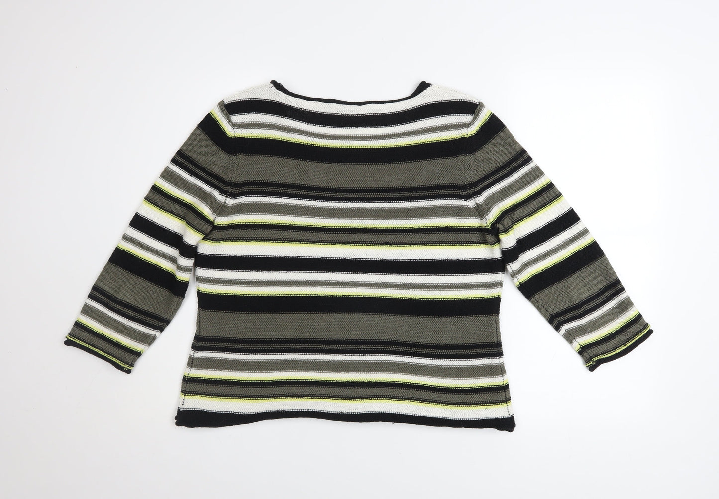 Precis Women’s Multicoloured Striped 3/4 Sleeve Knit Pullover Jumper Size L