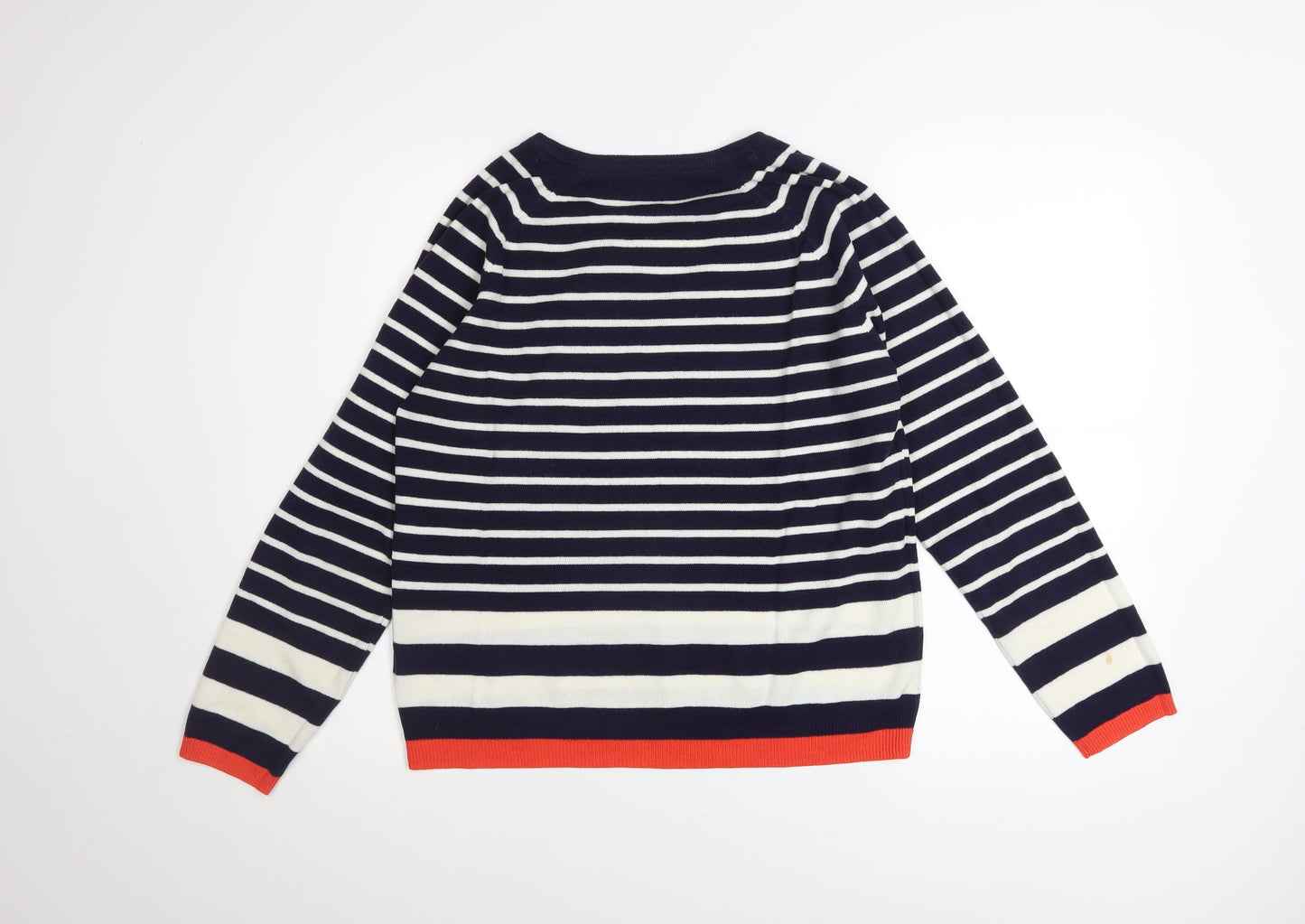 Marks and Spencer Women’s Blue Striped V-Neck Jumper Size 12