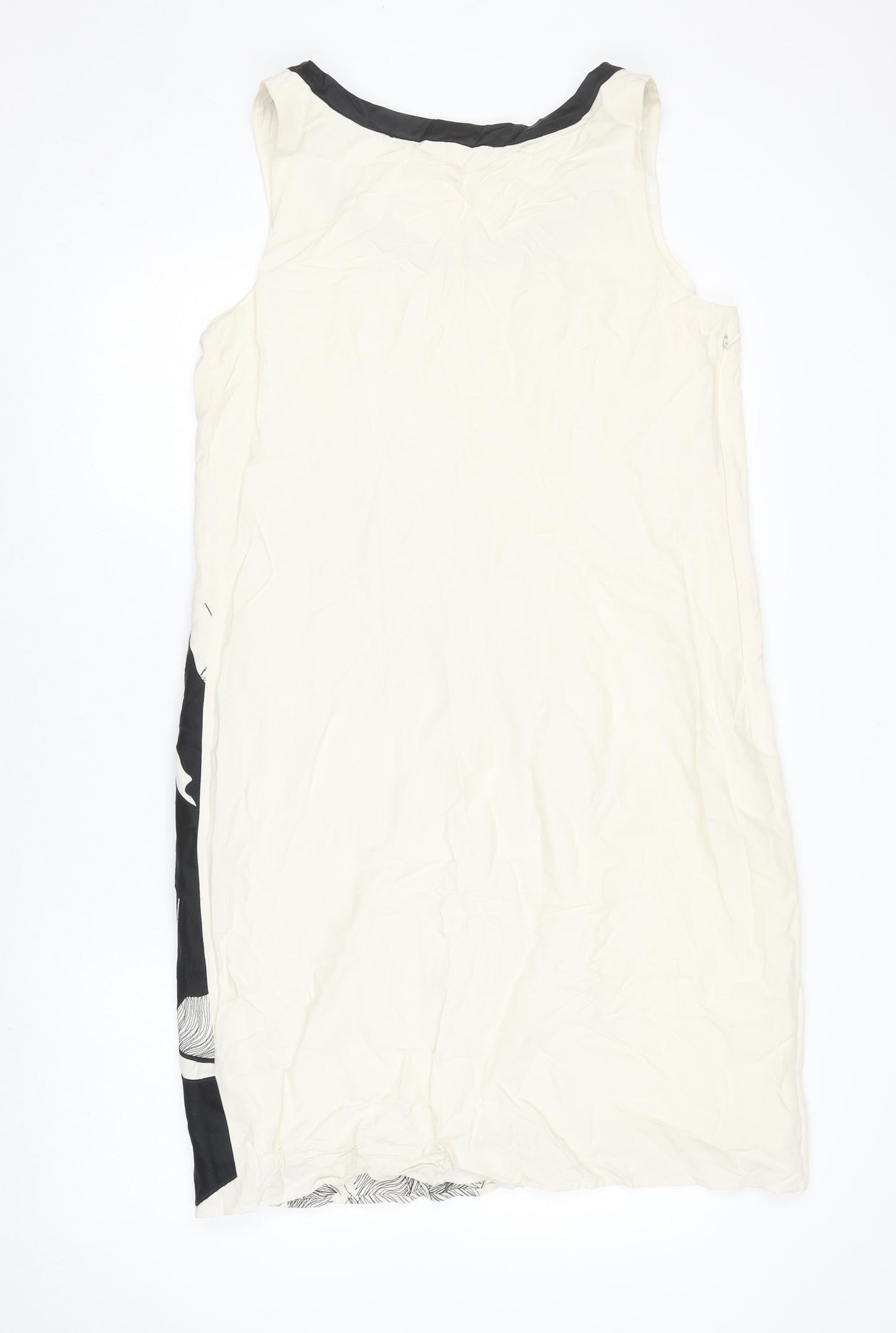 Marks and Spencer Women Ivory Floral Silk Linen Shift Dress UK 16