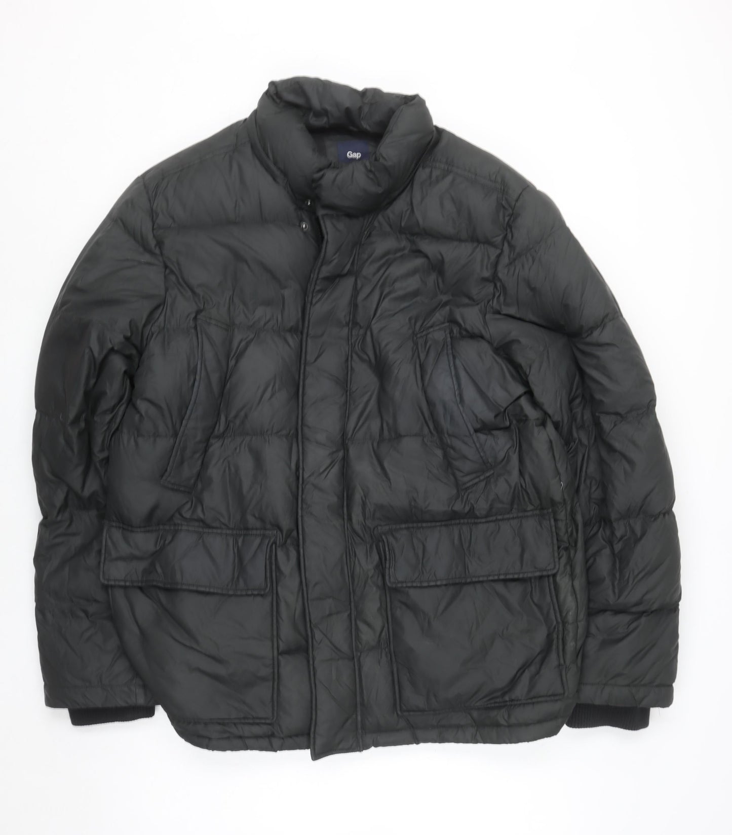 Gap Womens Black L Puffer Jacket Down Insulated Nylon Winter Coat