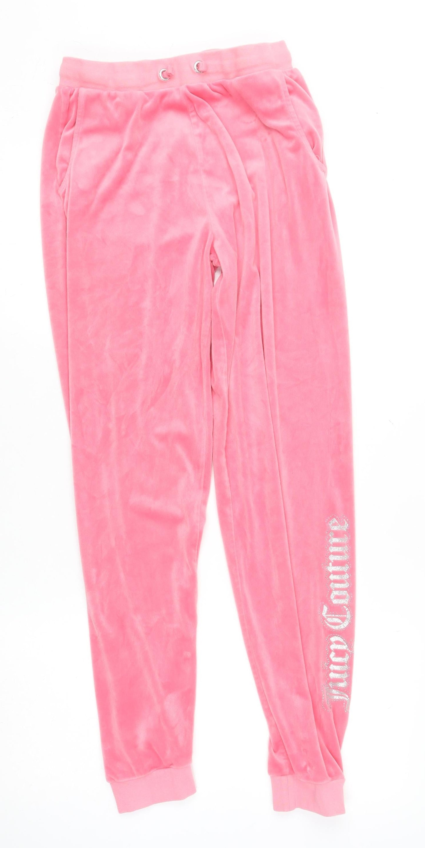 Juicy Couture Girls Pink Velour Tracksuit Bottoms 14-15 Years Regular Fit