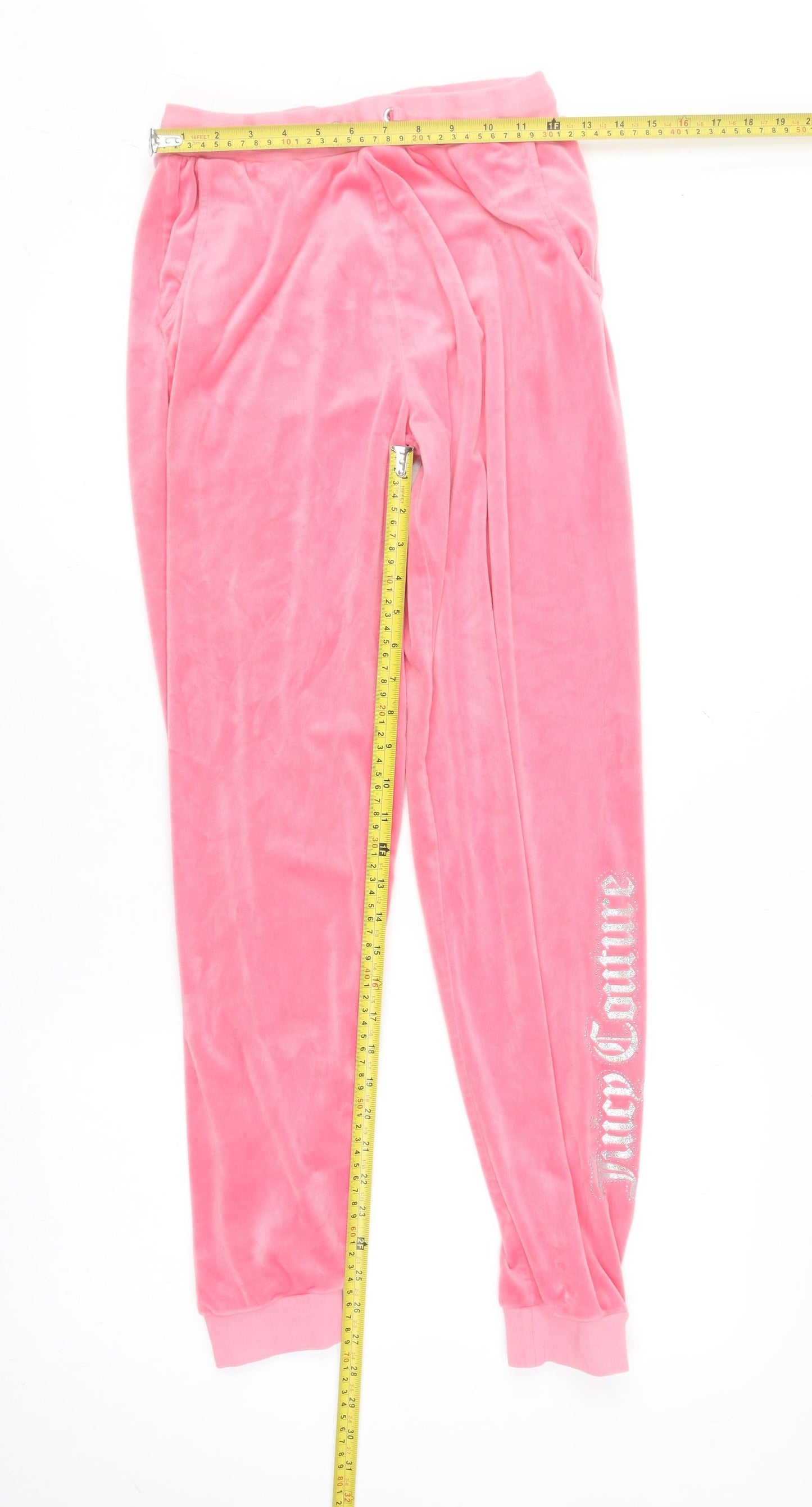 Juicy Couture Girls Pink Velour Tracksuit Bottoms 14-15 Years Regular Fit