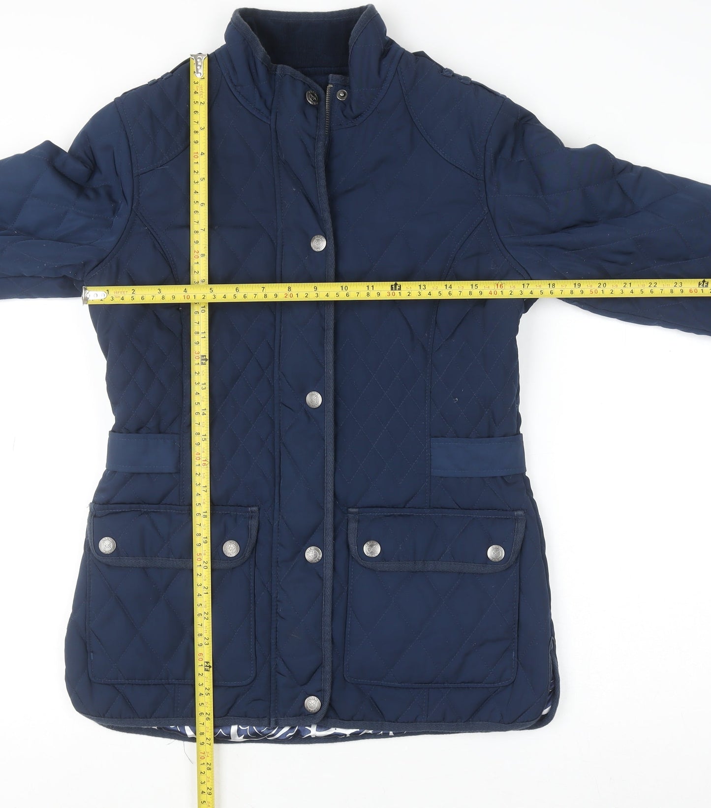 Crew Clothing Co. Women’s Blue Quilted Mid-Length Jacket Size 10