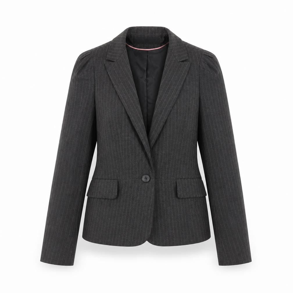 Warehouse Women Grey Pinstripe Blazer UK 10 Single-Breasted Jacket