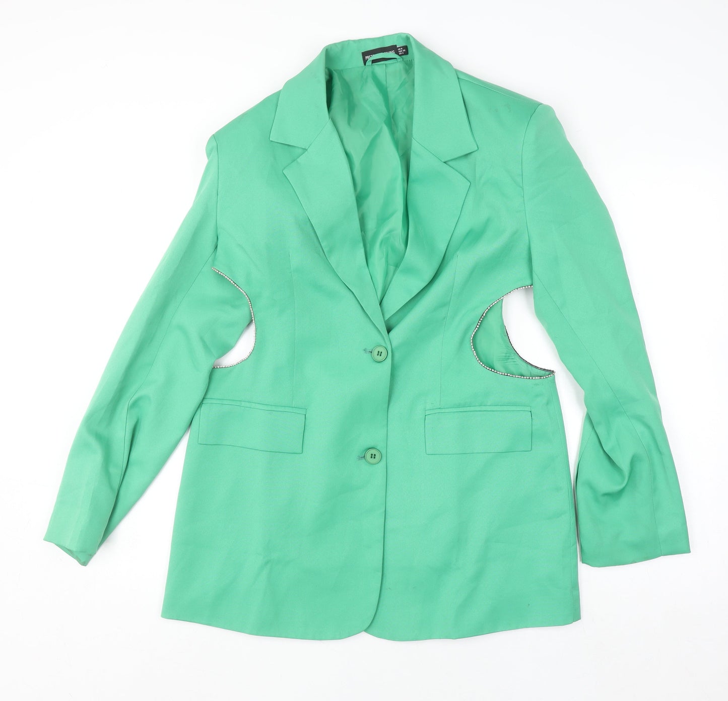 PrettyLittleThing Women’s Green Blazer Size 8 Lined Single-Breasted Jacket