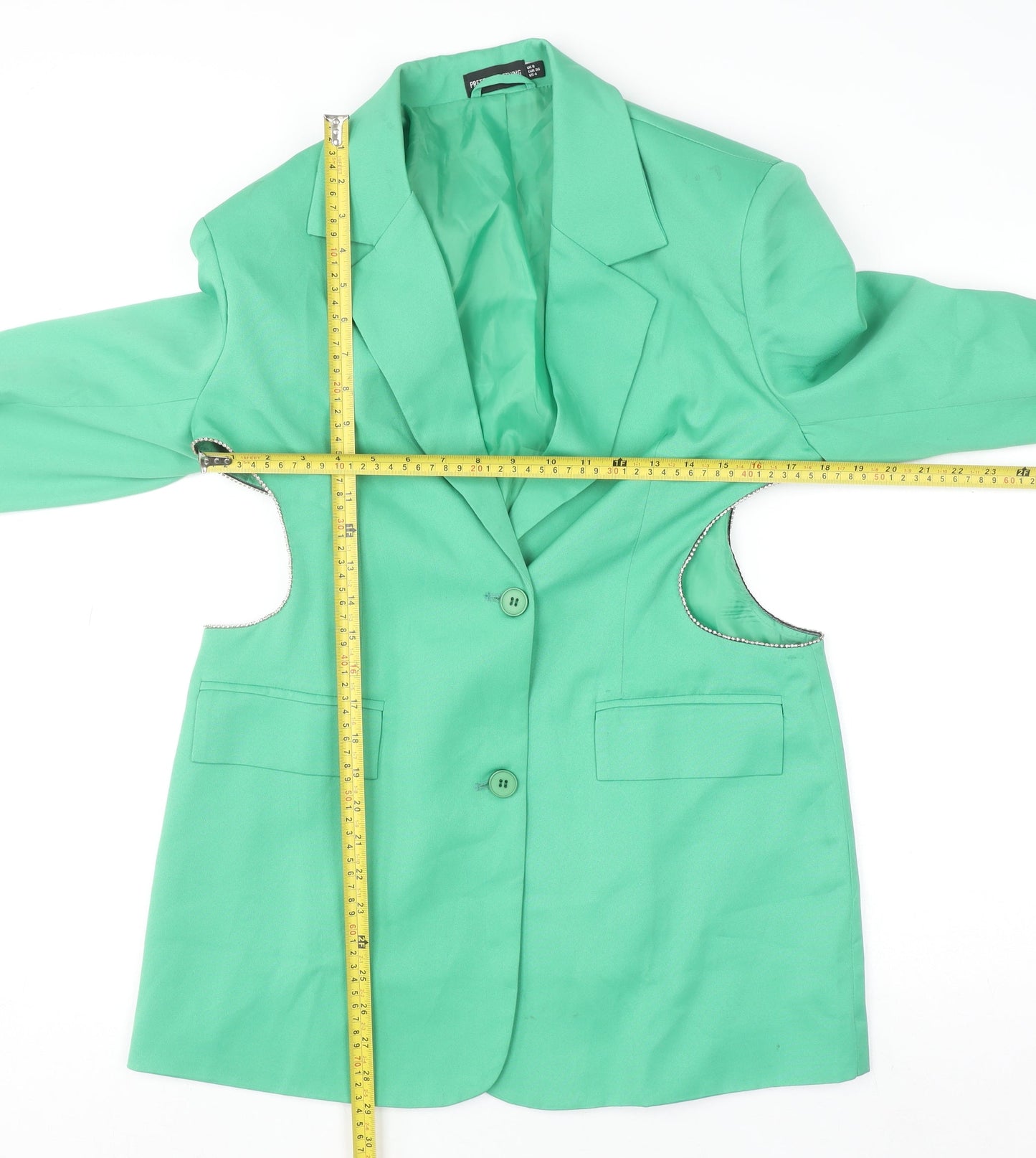 PrettyLittleThing Women’s Green Blazer Size 8 Lined Single-Breasted Jacket