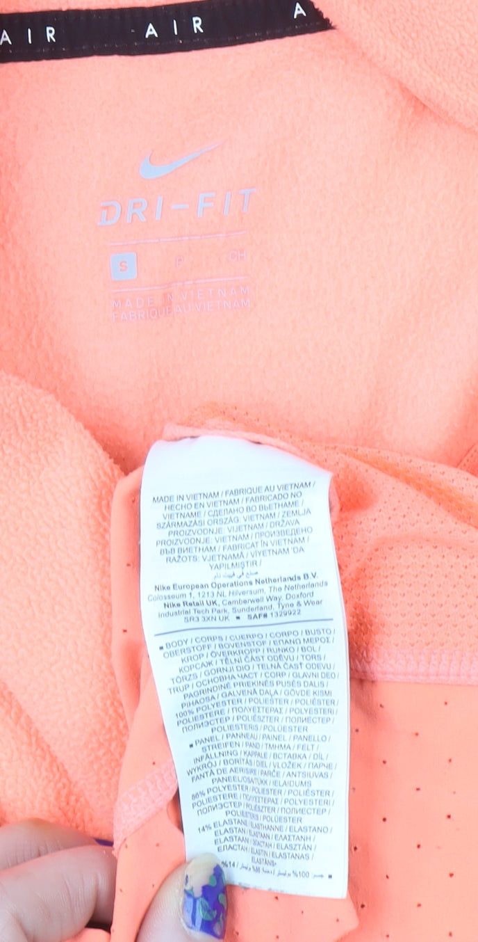 Nike Women’s Orange Dri-Fit 1/2 Zip Sweatshirt Size S Fleece Lightweight