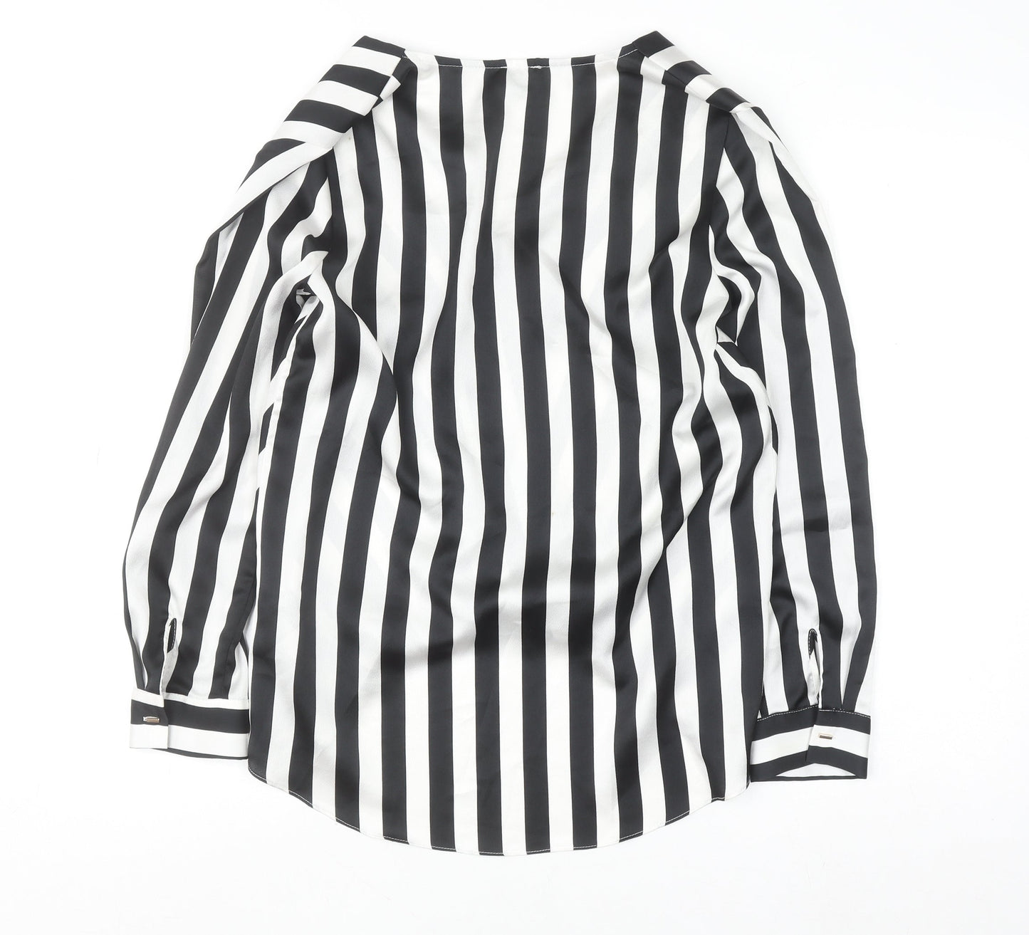 River Island Womens Black and White Stripe Wrap Blouse Size 10