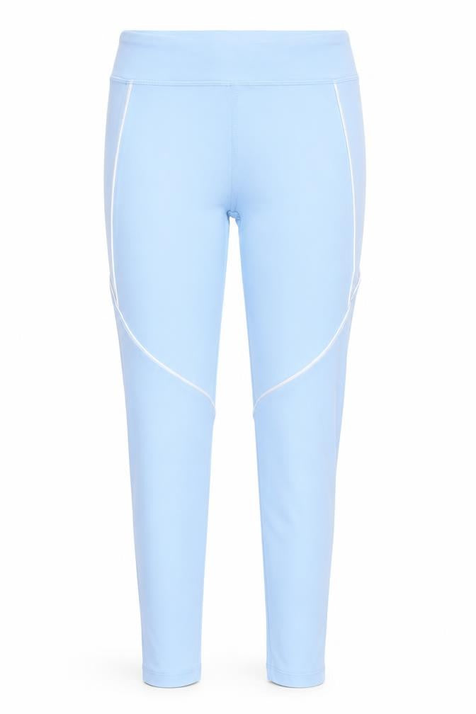 Front view of Pink Soda Sport girls’ blue ankle leggings 14-15 years activewear