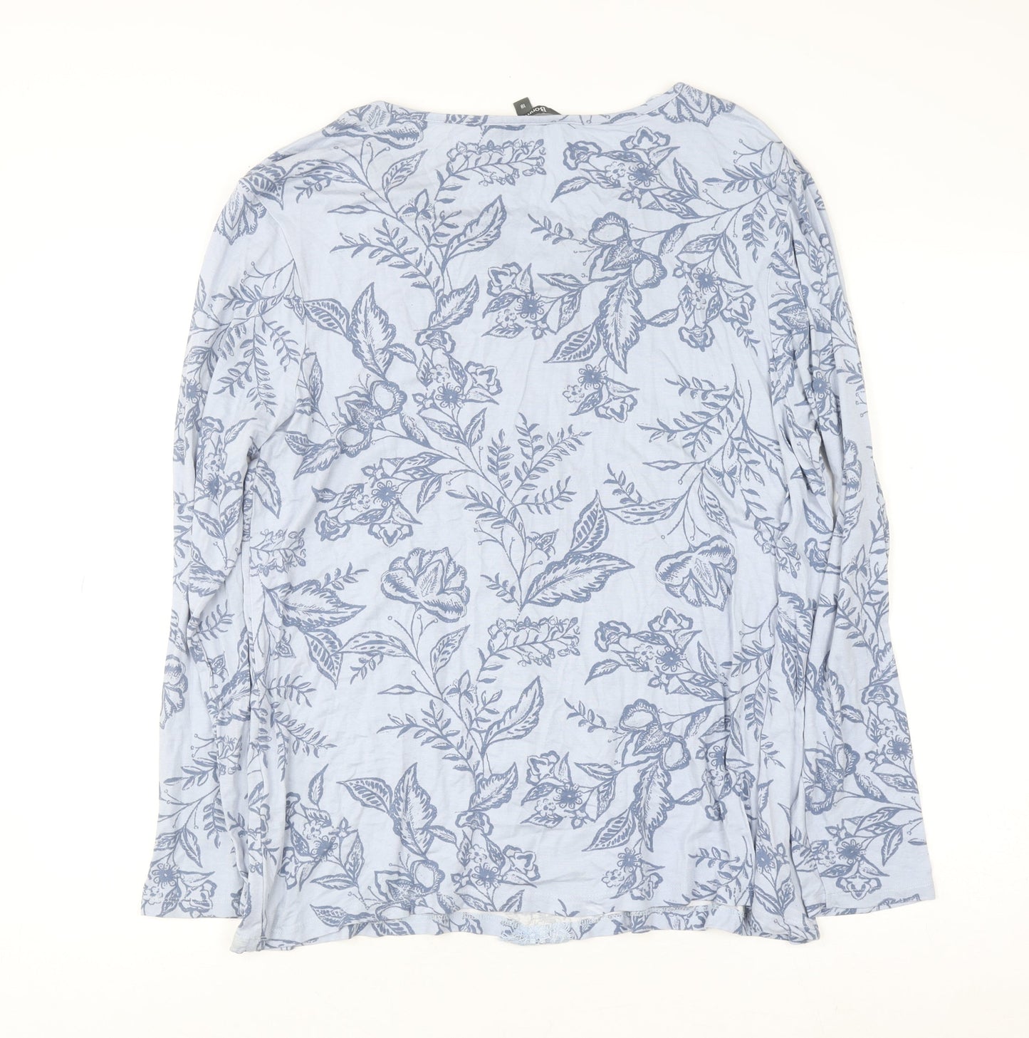 Bonmarché Women's Blue Floral Viscose Tunic Blouse Size 18