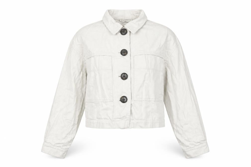 Primark Women Beige Cropped Cotton Twill Casual Jacket XS