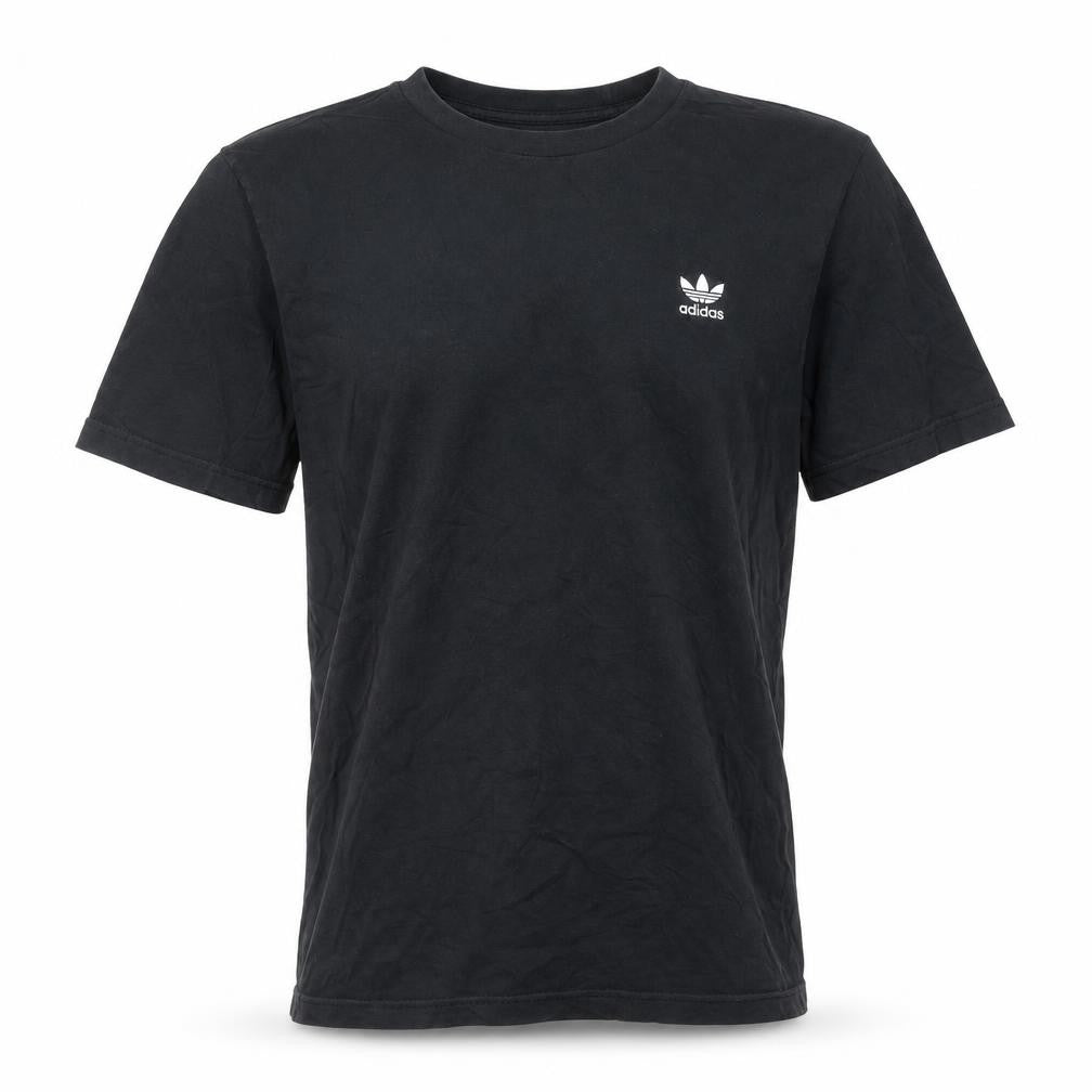 Front view of Adidas Men's Black Cotton Crew Neck Short Sleeve Sports T-Shirt M