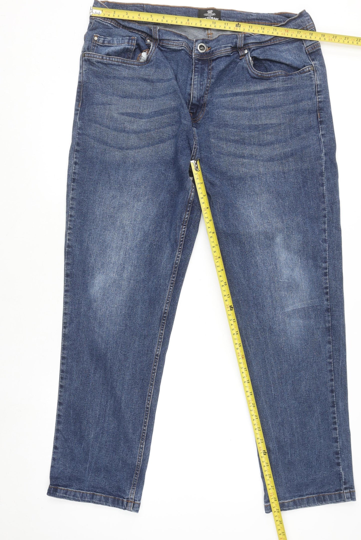 Threadbare Men's Blue Straight Denim Jeans 36W 31L Regular Fit