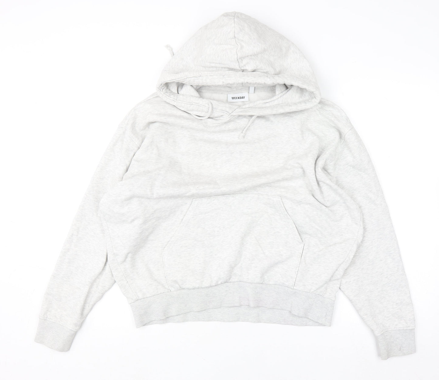 Weekday Women Grey Small Pullover Hoodie Cotton Blend Casual