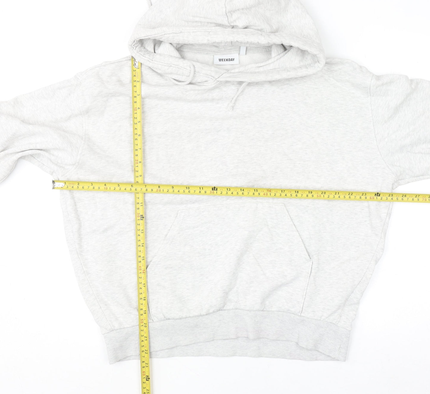 Weekday Women Grey Small Pullover Hoodie Cotton Blend Casual