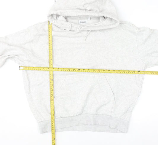 Weekday Women Grey Small Pullover Hoodie Cotton Blend Casual