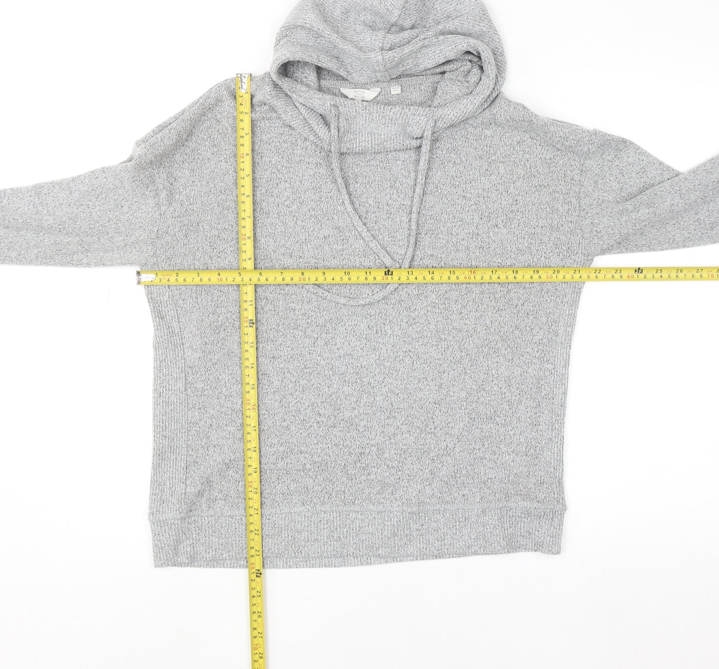 FatFace Women's Grey Hooded Pullover Sweatshirt UK 10 Viscose Blend
