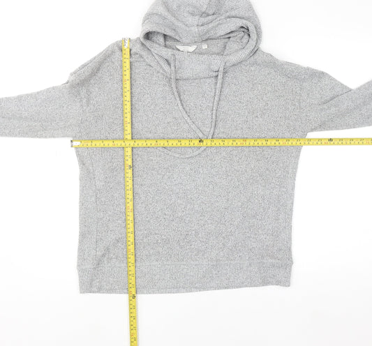 FatFace Women's Grey Hooded Pullover Sweatshirt UK 10 Viscose Blend