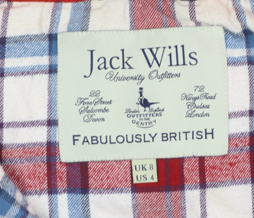 Jack Wills Women’s Red Puffer Waistcoat UK 8 Hooded Fur Trim