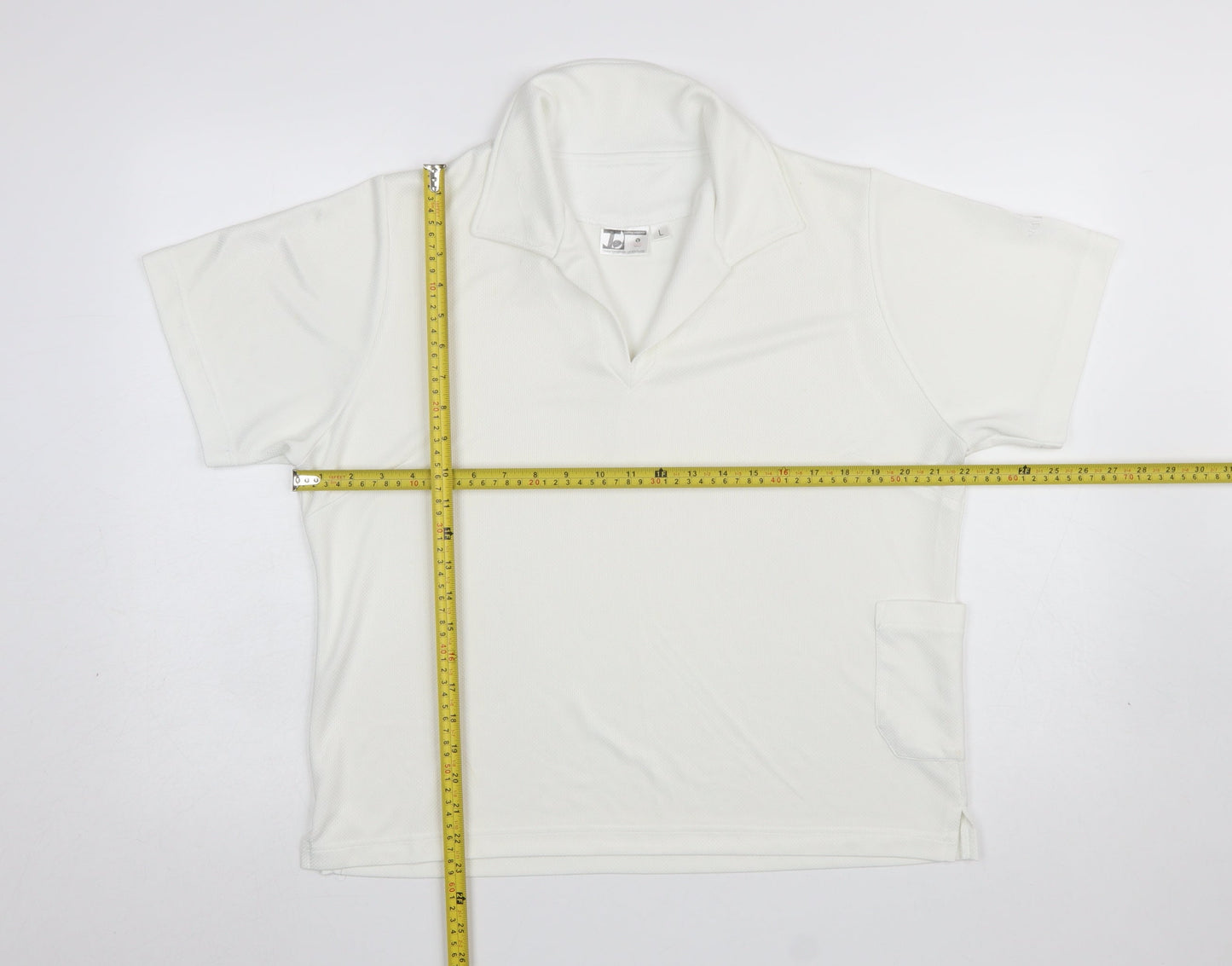 Thomas Taylor Women White Polo Shirt L Short Sleeve Polyester Sports Top