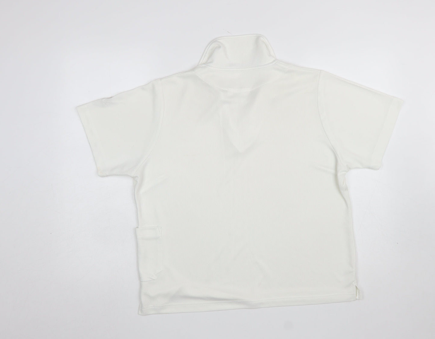 Thomas Taylor Women White Polo Shirt L Short Sleeve Polyester Sports Top