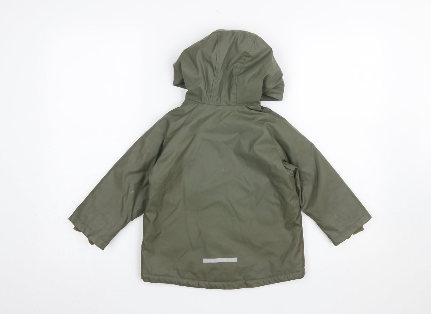 Zara Boys Green Hooded Waterproof Rain Coat 2-3 Years Padded Lined Jacket